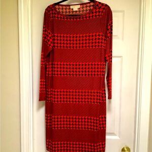 NWOTs Beautiful MK Red/Black checker design dress. Long sleeves  Size 1X